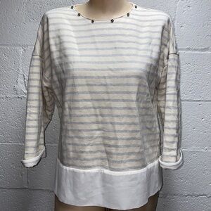 zara basics striped rhinestone sweater small
